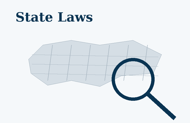 United States map with state law coverage